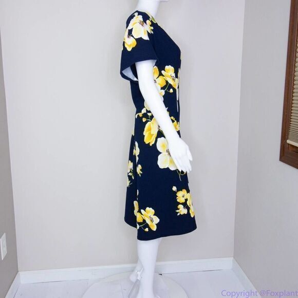 NEW Jessica Howard Navy and Yellow Floral Fit-And-Flare Dress, 22W